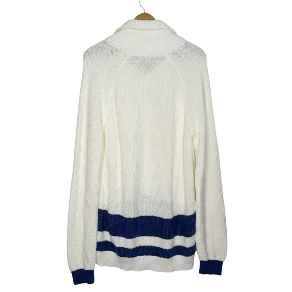 FACCONABLE Bold Stripe Shawl Collar Knit Sweater - Picture 2 of 5